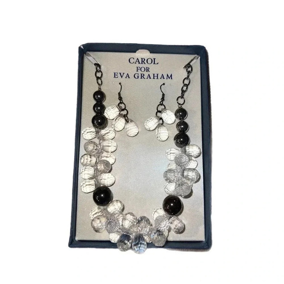 CAROL For Eva Graham Necklace And Earrings Set Dangle Beads New In Box - Picture 3 of 5
